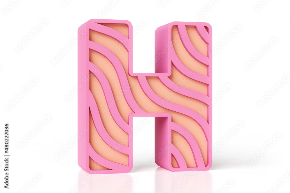 Aufkleber feminine style alphabet letter h designed with soft pink and peach colors and wavy pattern. new tren