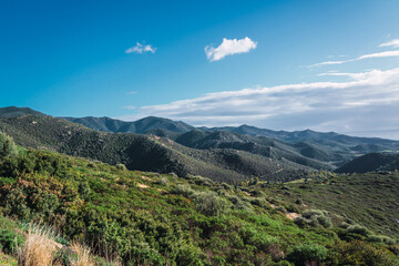 Background of a chain of mountains in a sunny day