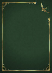 Green Letterhead with Swallow and Ornaments Embossed Gold