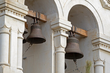 Obraz premium Church belfry on territory of church