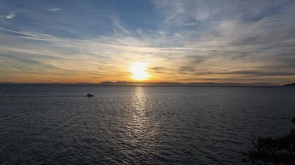 sailboat on the Salish Sea with Vancouver Island in thebackground
