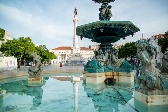 PORTUGAL LISBON BAIXA ROSSIO SQUARE