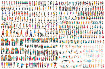 people set on white background, vector