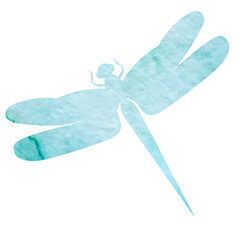 dragonfly watercolor silhouette on white background, vector