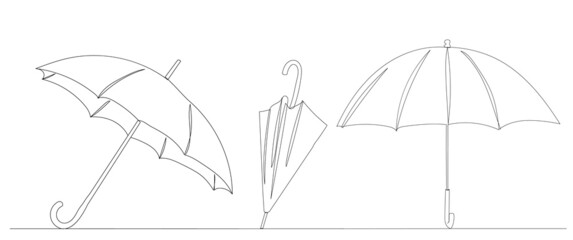 umbrellas sketch one line drawing,vector © zolotons
