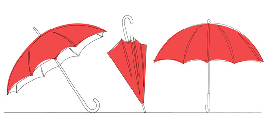 umbrella sketch one line drawing,vector