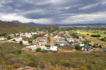 Fototapeta na wymiar Dramatic clouds over Fairway Heights in Worcester, South Africa.