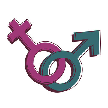 gender symbols and relationship icons isolated on white background. Interlocked - female and male signs symbolize straight and gay couples. Vector illustration design eps 10