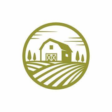 Circular farm house logo design