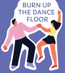 Couple of professional dancers performing salsa, vector illustration in flat style