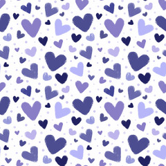 Violet hearts, seamless pattern on a white background. Romantic pattern happy Valentine day. Ideal for cards, wrapping paper, fabric, decor.