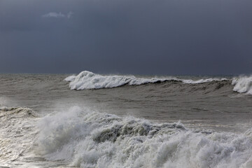 Winter seascape before rain and storm