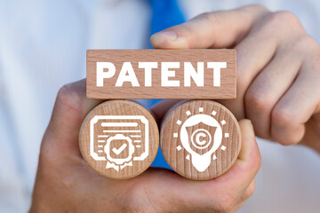 Concept of Patent Regulations Management. Patented innovation and technology. Patenting product.