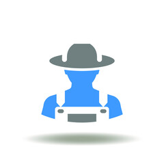Vector illustration of farmer. Icon of agricultural worker.