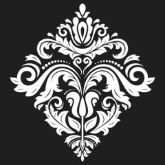 Elegant vintage vector square ornament in classic style. Abstract traditional black and white pattern with oriental elements. Classic vintage pattern
