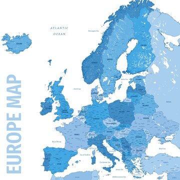 High Detailed Political Europe Map | Map Of Europe Vector Illustration