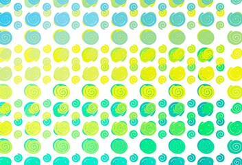 Light Green, Yellow vector background with bent lines.