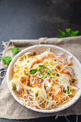 coleslow salad cabbage vegetable carrot, onion, greens healthy meal food snack on the table copy space food background rustic top view keto or paleo diet veggie vegan or vegetarian