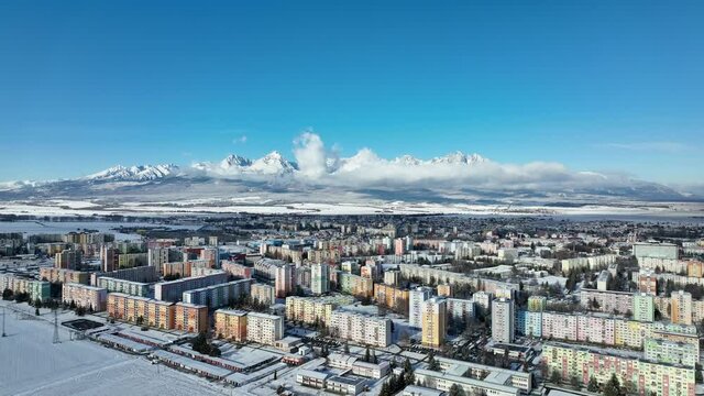 Aerial view of Poprad and High Tatras in Slovakia