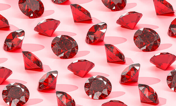 red diamonds on a pink background.
