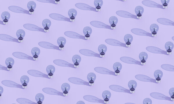 blue tungsten lamps on a lilac background.