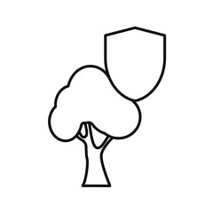 Tree icon. Forest symbol with protection sign