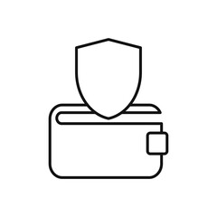 Wallet line icon with protection sign.