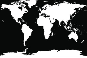 World map silhouette on a black background and Antarctica
