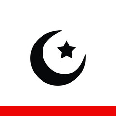 Crescent moon and star, symbol of Muslims, vector icons