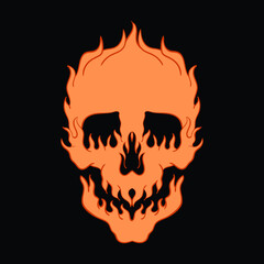 hand drawn fire skull, vector premium.