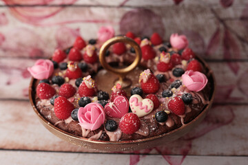 Brownie aux Amandes Saint Valentin Puit d'Amour Rose