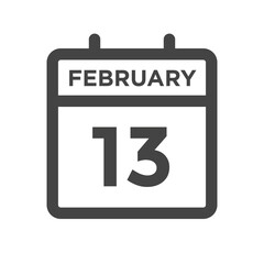 February 13 Calendar Day or Calender Date for Deadlines or Appointment