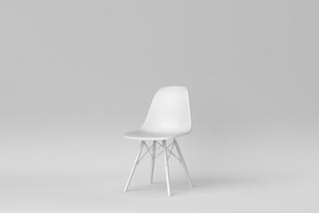 White modern chair on white background. minimal concept. 3D render.