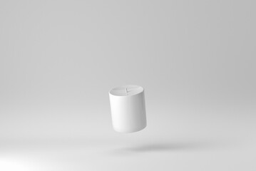 luxury lighting aromatic scent candle on white background to creat romantic and relax ambient. minimal concept. 3D render.
