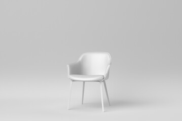 White modern chair on white background. minimal concept. 3D render. - obrazy, fototapety, plakaty