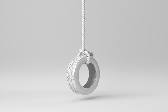 Swing wheel on white background. activity for kids. 3D render.