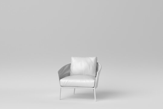White modern chair on white background. minimal concept. 3D render.