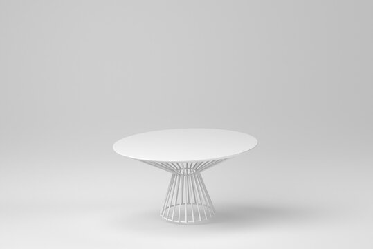 The round table on white background. minimal concept. 3D render.