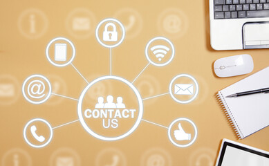 Contact us concept with a business objects. Customer support