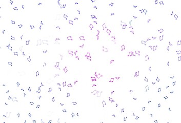 Light Pink, Blue vector template with musical symbols.