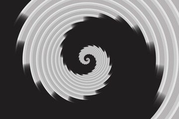 Abstract white and black Spiral Or Swirl 3d style Fibonacci spiral background. Vector illustration.