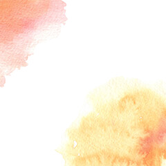 illustration watercolor frame orange peach pink background watercolor side by side at the top and bottom, an empty space for text. for design, cards