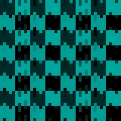 Blue and black mosaic checkerboard seamless pattern background. Vector illustration.