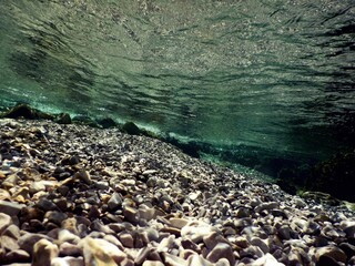 Mountain river underwater