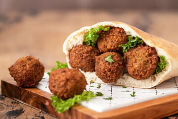 Vegetarian dish - falafel balls from spiced chickpeas	