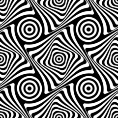Abstract seamless op art pattern. Twisting lines texture.