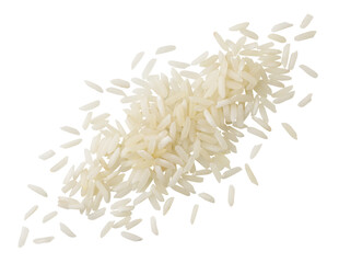 Rice cut on a white background. Isolated, top view
