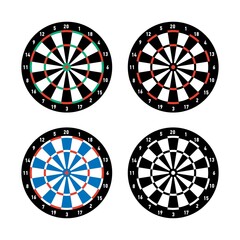 Board for playing darts classic, blue, black and white. Vector Stock Illustration.