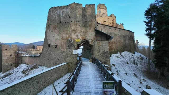 View of the castle in the village Zborov in Slovakia