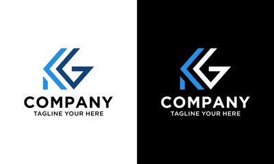 Letter KG logo icon design template elements. on a black and white background.